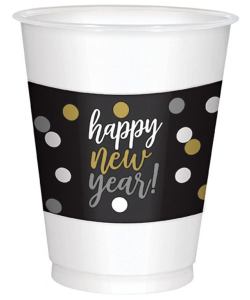 Amscan tasses de fête du Nouvel An 473 ml noir/or/argent 25 pièces
