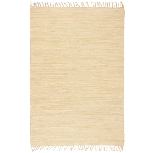 vidaXL Tapis Chindi Coton tissé à la main 80 x 160 cm Crème