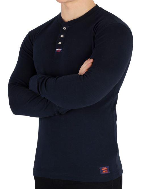Superdry Homme T-shirt à manches longues Heritage Grand-Tee shirt, Bleu