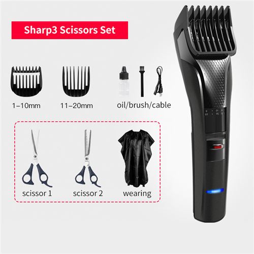 Tondeuse à cheveux ENCHEN Sharp 3S à 2 limite peignses ,usb rechargeable sans fil , 45*170mm-Noir
