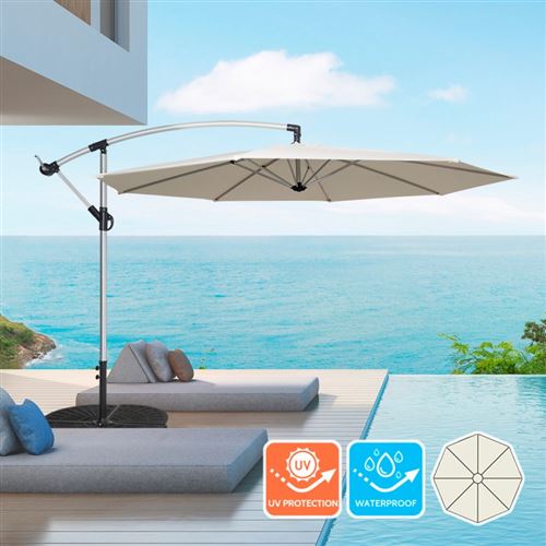 Parasol de jardin 3 mètres à bras décentralisé aluminium octogonal bar et hôtel Fan