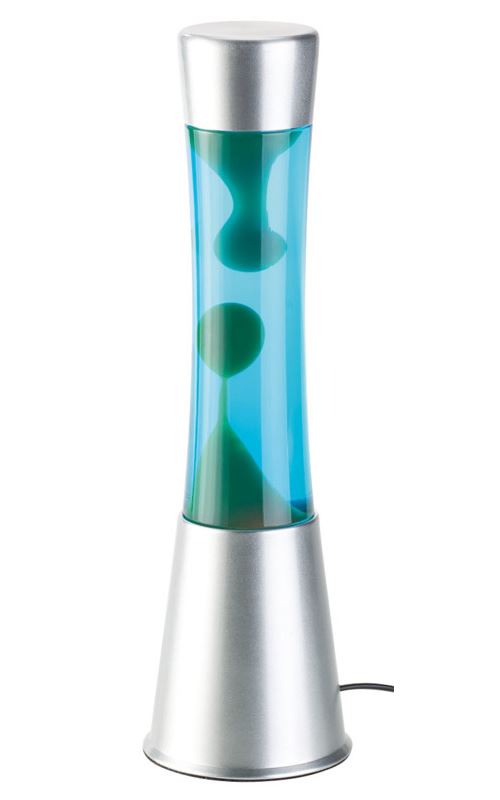 Lampe à lave en verre et aluminium - Vert / Bleu