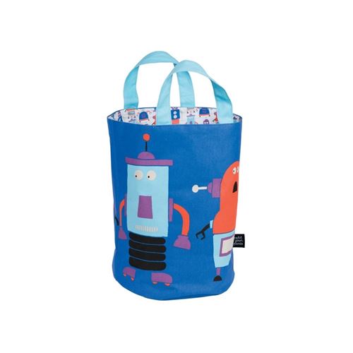 Petit Jour Paris Corbeille à jouets ou linge les robots Bleu