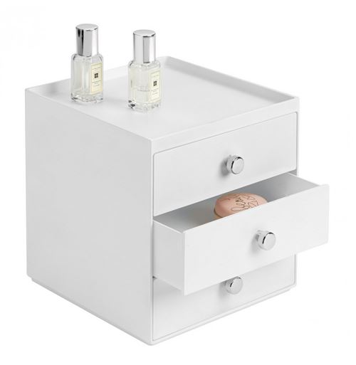 Boîte de rangement superposable 3 tiroirs - Blanc - Grand modèle