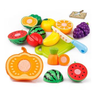 34pcs enfants Cuisine Jouets en plastique de coupe de fruits légumes crème glacée boisson alimentaire Kit Kat Jeux de rôles Education Toy For Kids 
