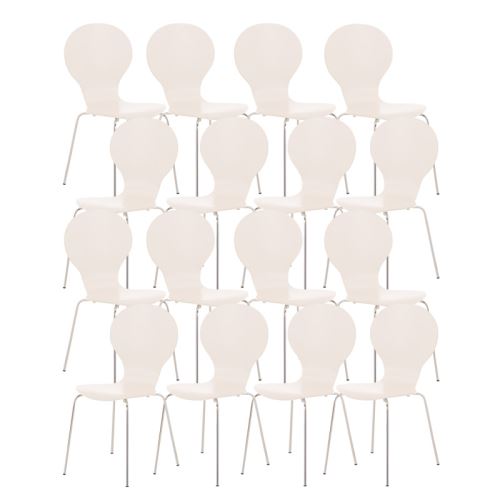 Lot de 16 chaises empilables en bois Diego , Blanc