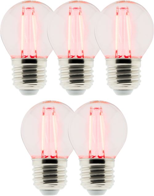 Lot de 5 Ampoules LED Déco filament rouge 3W E27 Sphérique
