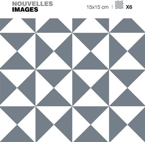 Draeger - Stickers motif triangle illusion gris et blanc 15 x 15 cm (Lot de 6)