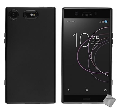 Housse etui coque pochette silicone gel fine pour Sony Xperia XZ1 Compact avec verre trempe - NOIR
