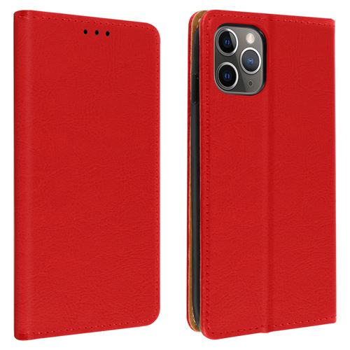 Étui pour Apple iPhone 11 Pro Max Porte-carte Support Vidéo Cuir Véritable rouge