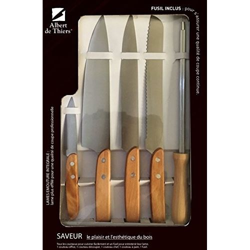 La cuisine dalbert 71000 coffret 4 couteaux + 1 fusil saveur la cuisine d?albert