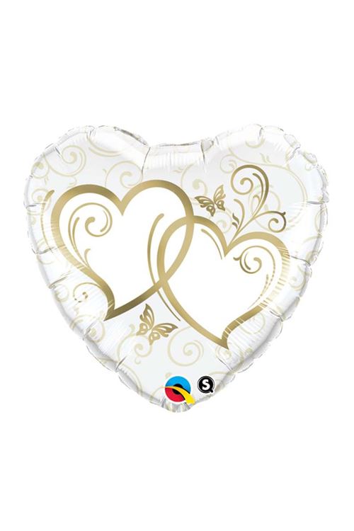 Ballon Aluminium Coeurs Entrelacés Or 45 Cm 18 Qualatex© - Or