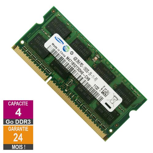 Mémoire RAM SAMSUNG 4 Go de RAM DDR3 Samsung M471B5273DH0 CH9 SO DIMM PC3-10600 1333MHz 2Rx8