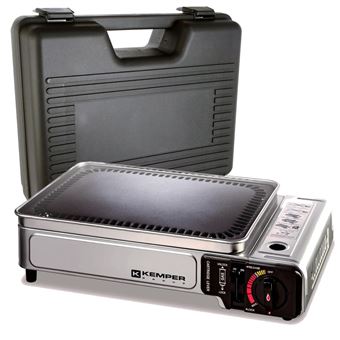 27€ sur Plancha gaz portable 2300W Kemper plaque anti 29€70 sur Barbecue gaz portable 1.9 KW Kemper grille anti