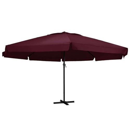 Parasol d'ext&eacute;rieur avec m&acirc;t en aluminium 600 cm Bordeaux