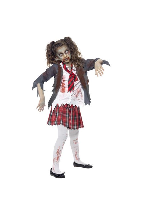 Costume Ecoliere Zombie Enfant - Blanc / rouge - TEEN