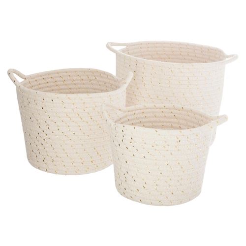Paris Prix Beige Atmosphera For Kids - Lot De 3 Paniers De Rangement "Lurex" 24Cm Naturel - Image 1