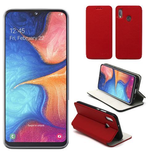 Housse Samsung Galaxy A20E rouge - Etui Coque Samsung Galaxy A20E Protection antichoc à rabat Smartphone 2019 - Accessoires Pochette Case XEPTIO