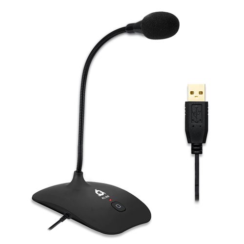 KLIM Talk - Microphone USB à Pied pour PC et Mac - Compatible avec tout Ordinateur - Micro de Bureau Professionnel - Noir