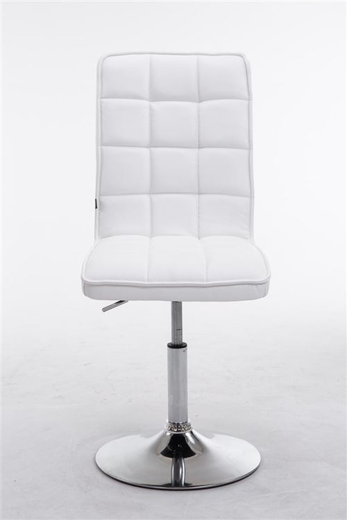 Chaise de salle à manger Peking V2 similicuir - Réglable en hauteur - Pivotante - Piètement Trompette - Couleur Blanc