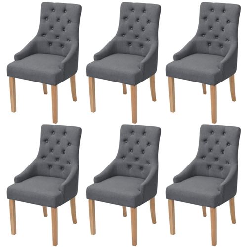 vidaXL Chaises de salle à manger 6 pcs Bois de chêne Tissu Gris foncé
