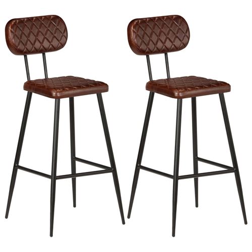 vidaXL Chaises de bar 2 pcs Cuir véritable Marron