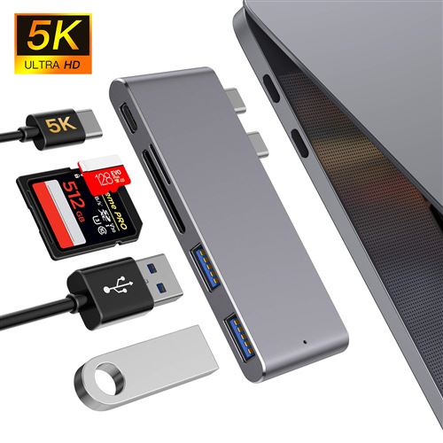 MOKAI START Hub USB C Adaptateur pour MacBook Pro 2019/2018/2017/2016, MacBook Air 2018,5 in 2 Hub Type C avec Thunderbolt 3 5K @