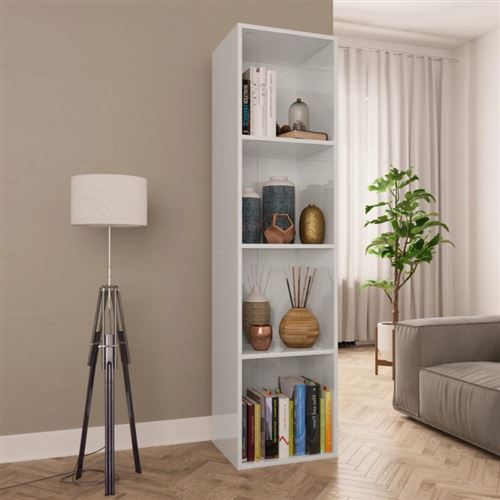 vidaXL Bibliothèque/Meuble TV Blanc brillant 36x30x143 cm Aggloméré