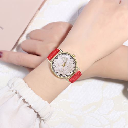 Montre de cadeau de mariage d'anniversaire classique simple pour homme et femme Montre à quartz T301-Arouge