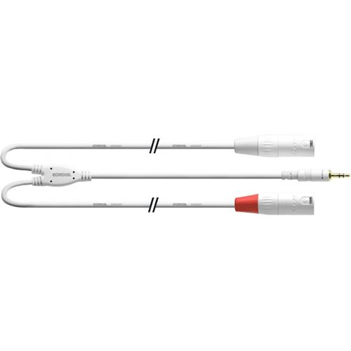 Cordial CFY9WMM-LONG-SNOW - Câble bretelle mini jack mâle stéréo - 2 XLR mâles long 9 m blanc
