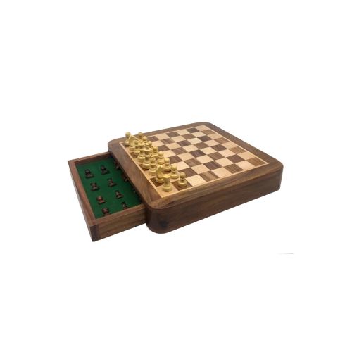 Jeu bois ECHIQUIER TIROIR 25CM ROI 45MM TRADITIONNEL Multicolore