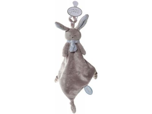 Dimpel - Nina doudou lapin attache-tétine - beige-gris et bleu