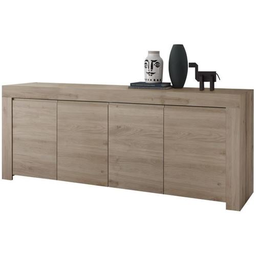 SUBLEEM Buffet 4 portes en bois Giarre chene noyer clair