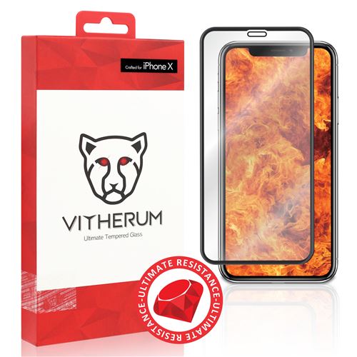 VITHERUM Ruby pour iPhone X / XS Verre trempé le plus résistant au monde,incurvé 3D, protection d'écran ultime à 940mJ & 9H, anti rayures, Garantie à vie
