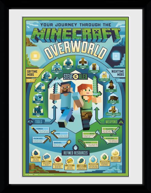 Photographie encadrée Minecraft Overworld Biome 30x40cm