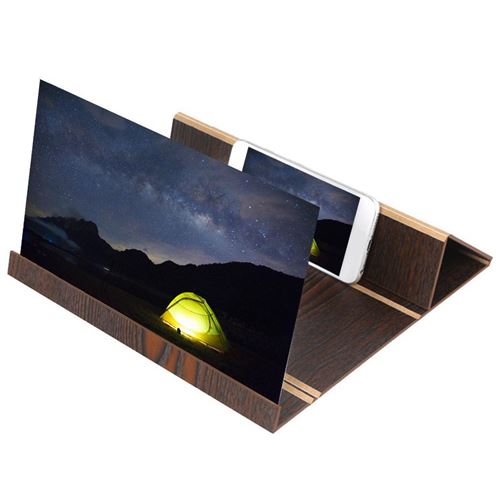 Loupe de support se pliante d'amplificateur visuel de l'écran 3D du téléphone portable HD en bois Noir