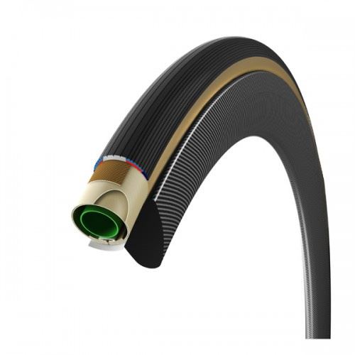 Boyau 700 x 23 vittoria corsa noir-flancs miel graphene-aramide 275g