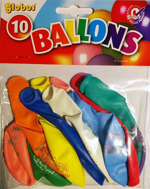 Boite de 25 sacs de ballons d'anniversaire a 10 pieces