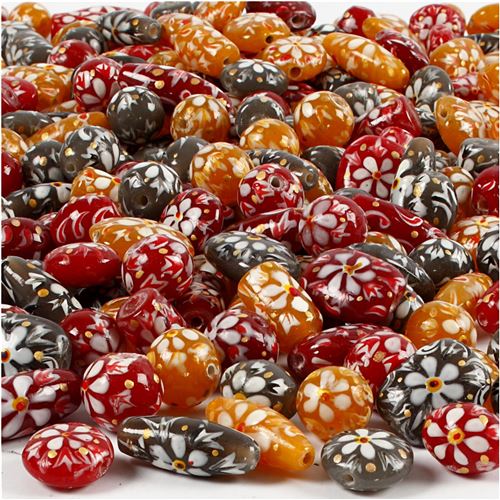 Creotime perles 216 pièces 11 - 21 mm fleurs multicolores