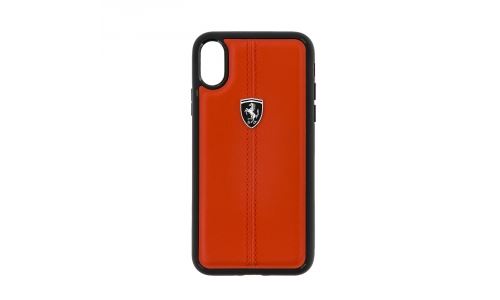Coque Ferrari cuir rouge pour iPhone X serie HERITAGE