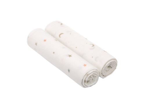 Lassig - Lange divinement doux XL Étoiles & Lune doré boîte de 2 pcs, 120 x 120 cm