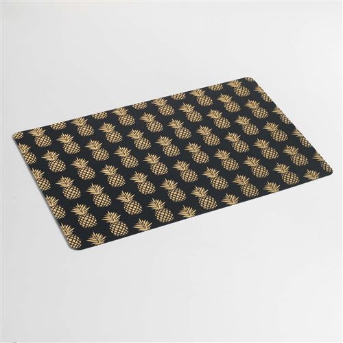 Set de table 28.5 x 43.5 cm pvc imprime metallise ananas gold Noir