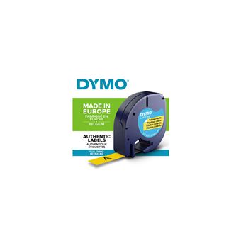DYMO LetraTAG - Plastique - noir sur jaune - Rouleau (1,2 cm x 4 m) 1 cassette(s) ruban - pour LetraTag LT-100H, LT-100T