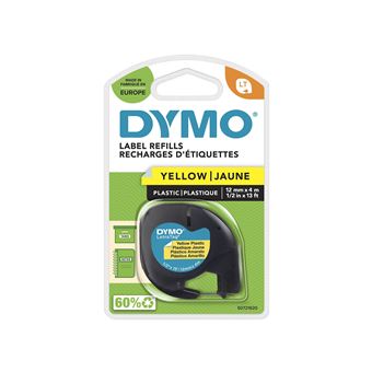 DYMO LetraTAG - Plastique - noir sur jaune - Rouleau (1,2 cm x 4 m) 1 cassette(s) ruban - pour LetraTag LT-100H, LT-100T