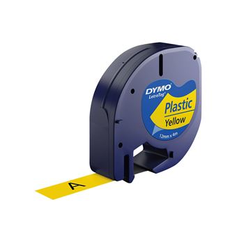 DYMO LetraTAG - Plastique - noir sur jaune - Rouleau (1,2 cm x 4 m) 1 cassette(s) ruban - pour LetraTag LT-100H, LT-100T
