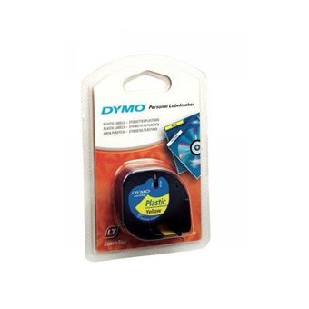 DYMO LetraTAG - Plastique - noir sur jaune - Rouleau (1,2 cm x 4 m) 1 cassette(s) ruban - pour LetraTag LT-100H, LT-100T