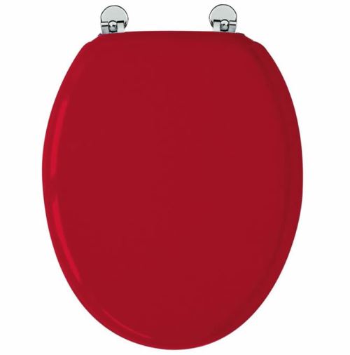 Abattant de toilette Rouge en bois compressé MDF Charnière métal Siege WC standard