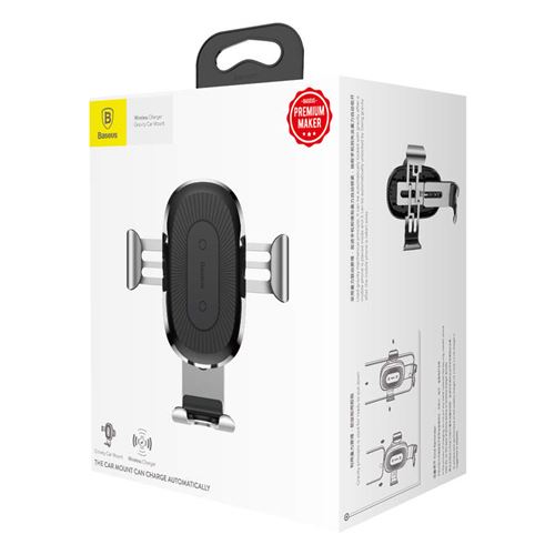 Support Grille d'Aération / Chargeur Sans Fil Qi Baseus Gravity - Argenté