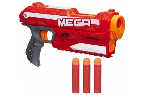 Jeu plein air pistolet n-strike rouge mega magnus : nerf - jouet enfant