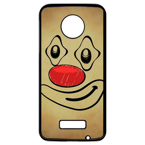 Coque My-Kase pour Moto Z - smiley clown nez rouge - Plastique Noir